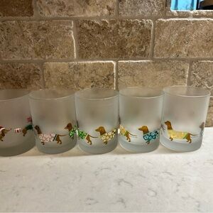 4 Culver Tropical 1 ChristDachshund Frosted Old Fashioned Tumbler Glasses 13.5oz